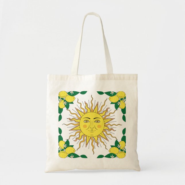 Tote Bag Fruits de citron tropicaux, Face Soleil. (Devant)