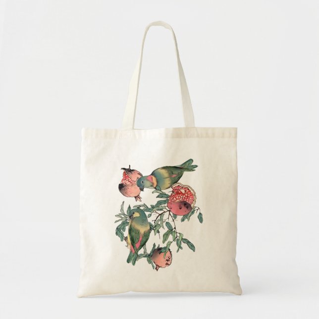 Tote Bag Fruits de grenade et Lovebirds (Devant)