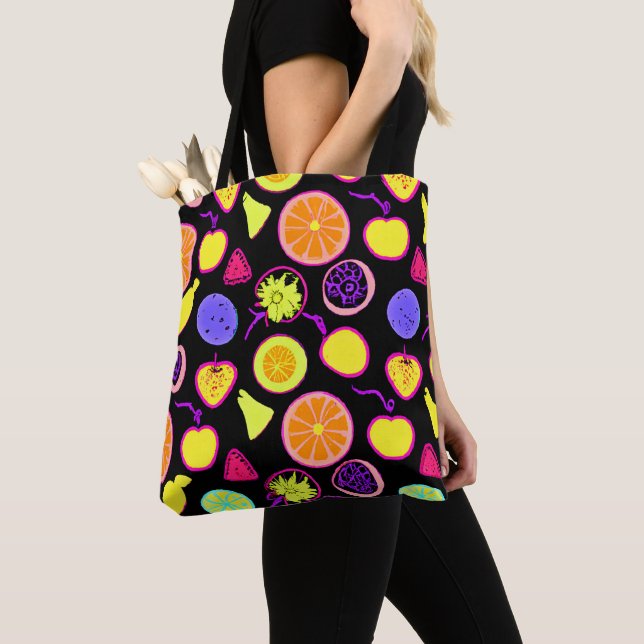 Tote Bag Fruits de Neon Vibrants (De près)