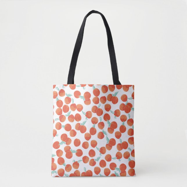 Tote Bag Fruits de pêche, motif d'été. (Devant)