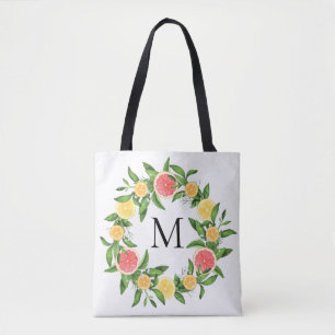 Tote Bag Fruits de raisin Citrons et Oranges Monogramme de