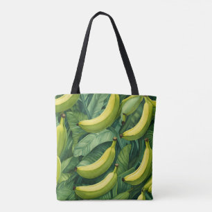 Tote Bag Fruits et feuilles de banane ambiance tropicale