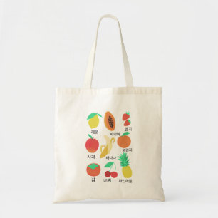 Tote Bag Fruits Flash Cards Korean Fruity Fun Food Art 