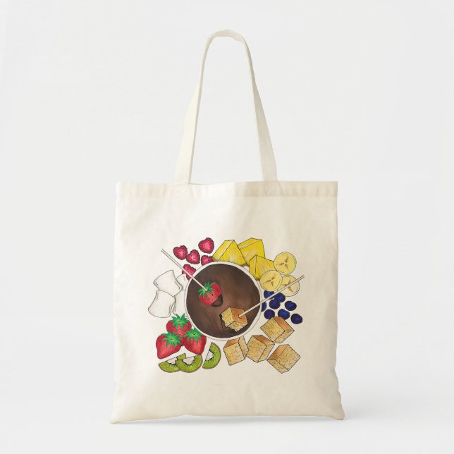 Tote Bag Fruits Fondue Fruit Berries Marshmallow Dessert (Devant)