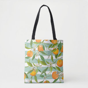 Tote Bag Fruits Orange Floral : Vintage sans couture.