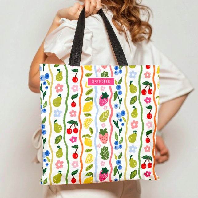 Tote Bag Fruits Pattern Food Summer Elegant Stylish (Créateur téléchargé)