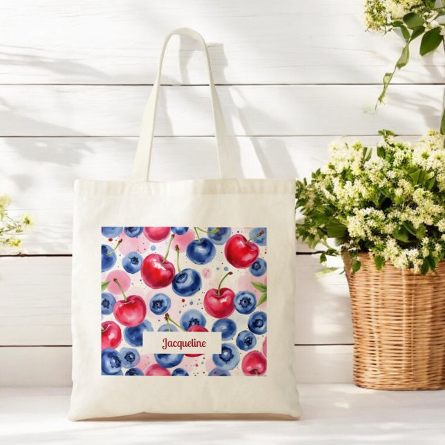 Tote Bag Fruits rouges bleus Berry Cherry Motif (Créateur téléchargé)