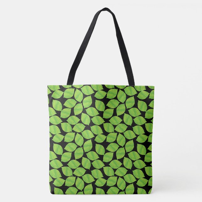 Tote Bag Fruity Green Limes, Arrière - plan noir à Customis (Devant)