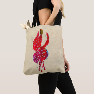 Tote Bag Fuchsia abstraite aquarelle florale