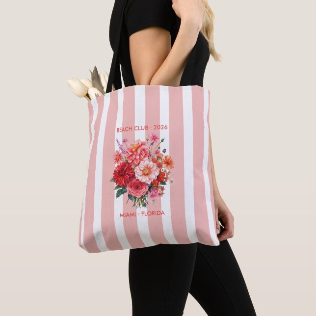 Tote Bag Fuchsia, Corail & Tangerine Chic Côté Plage (De près)