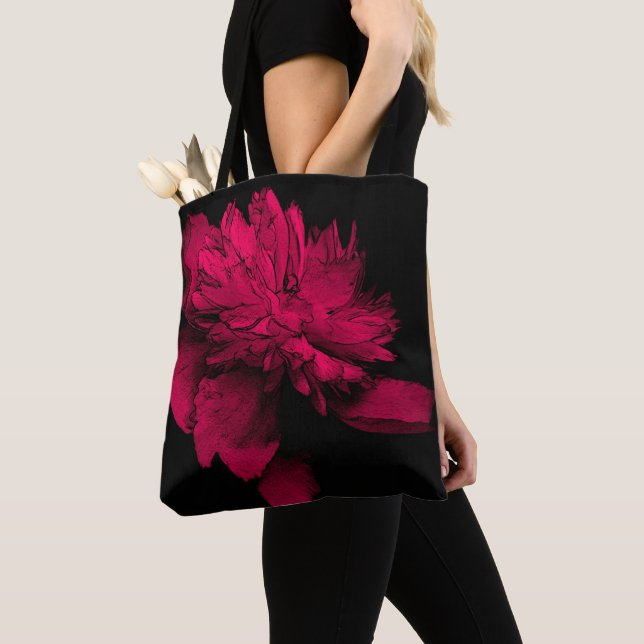 Tote Bag Fuchsia Peony Flower Abstrait Floral Art (De près)
