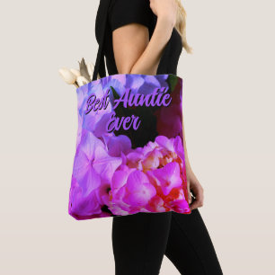 Tote Bag Fuchsia Pink violet fleurs meilleure Tante jamais