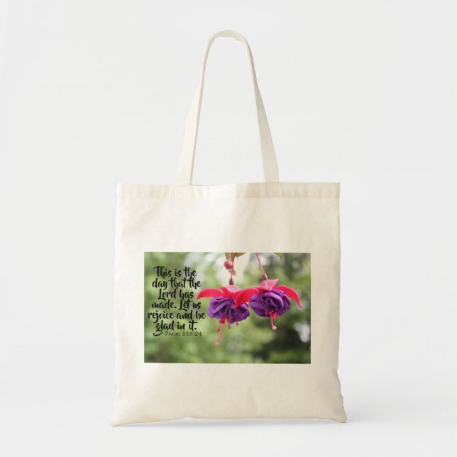 Tote Bag Fuchsia Psaum 118:24 Fourre-tout (Devant)