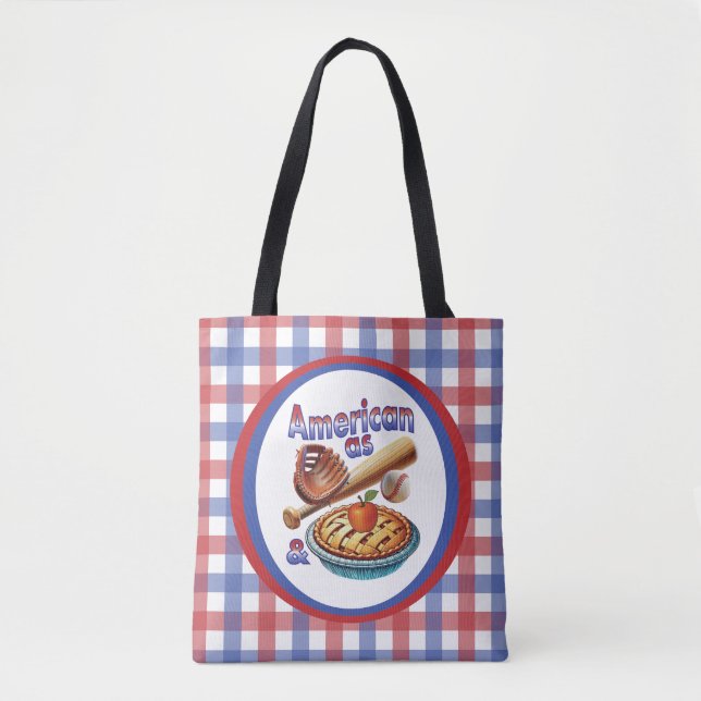 Tote Bag Fun American as Baseball & Apple Pie  (Devant)