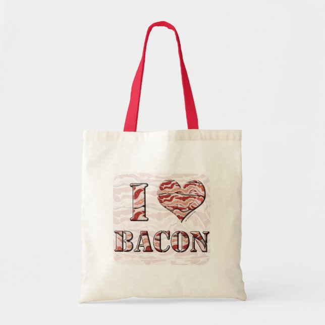 Tote Bag Fun Bacon Love Epic Heart Breakfast Slogan (Devant)