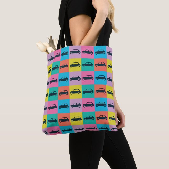 Tote Bag Fun Checkerboard Mini Cooper (De près)
