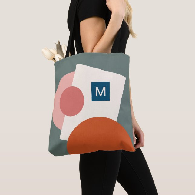 Tote Bag Fun Chic Cercles géométriques Abstraits Motif d'ar (De près)