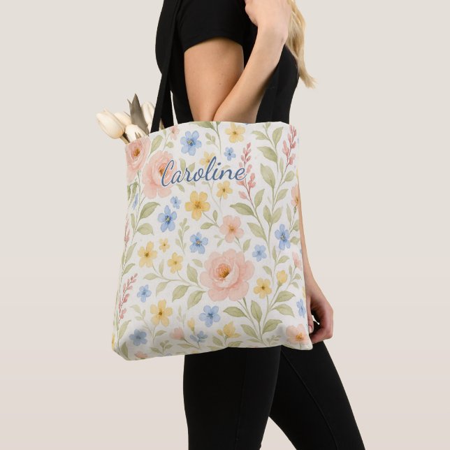 Tote Bag Fun Classy Shabby Français Floral Art Motif (De près)