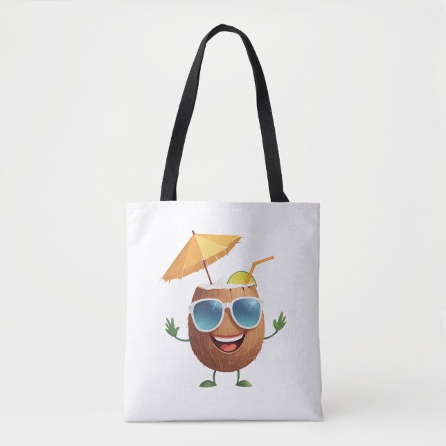 Tote Bag Fun de noix de coco Vacances joyeuses Fête de Bois (Devant)