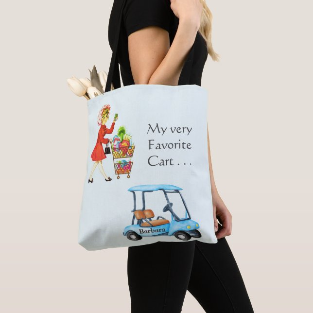 Tote Bag Fun Favori Golf ou épicerie Panier Nom de la décis (De près)
