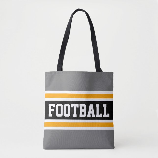 Tote Bag Fun FOOTBALL Athletic Gris Noir Jaune Stripes (Devant)
