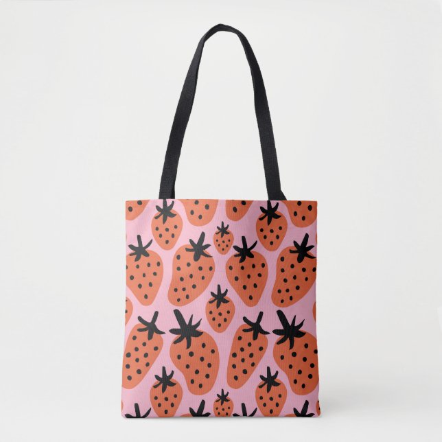 Tote Bag Fun fraise, design artisanal sans couture. (Devant)