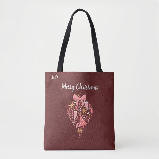 Tote Bag Fun Holiday Cheers En Bourgogne et rose (Devant)