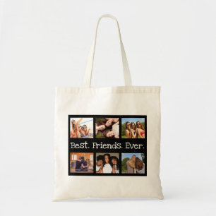 Tote Bag Fun Modern 6 Photo Meilleurs Amis Noir Blanc