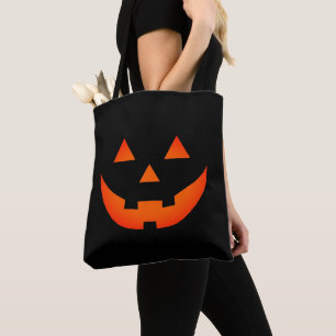 Tote Bag Fun néon orange noir Jack-o'-lantern Halloween
