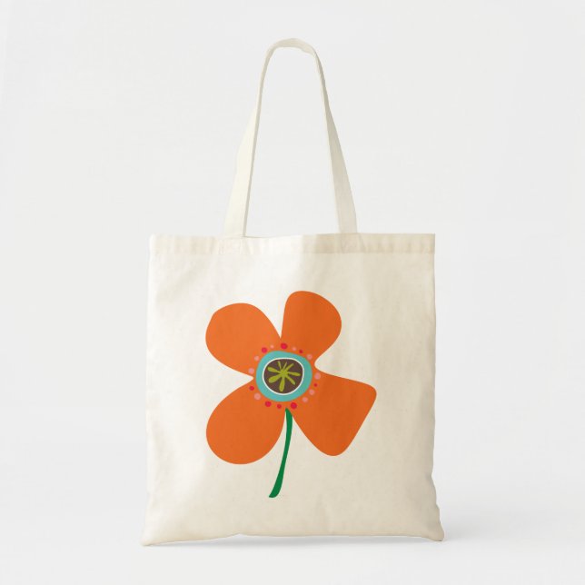 Tote Bag Fun Orange Daisy Pop Fleur Été Mélange Whimsical (Devant)