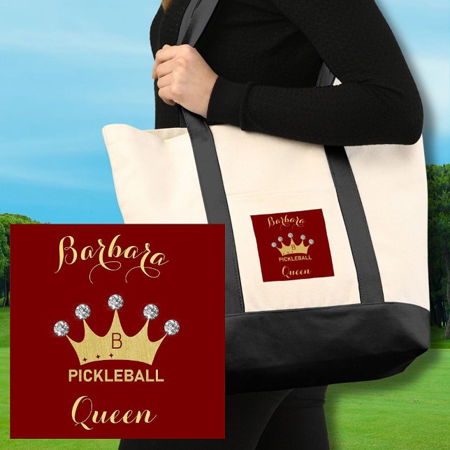 Tote Bag Fun Pickleball Queen Glam Monogramme Nom Or (Créateur téléchargé)
