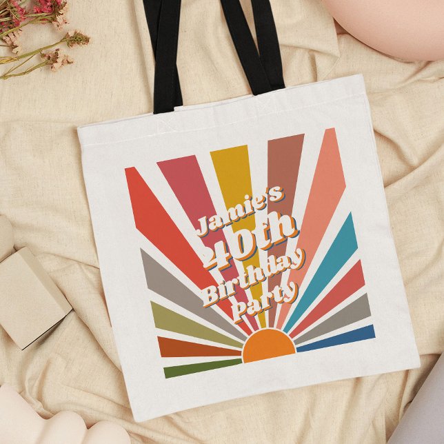 Tote Bag Fun Retro Custom 40th Birthday Photo Vintage (Créateur téléchargé)