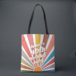 Tote Bag Fun Retro Custom 40th Birthday Photo Vintage<br><div class="desc">Ce sac fourre-tout de fête de 40e anniversaire de vintage arc-en-ciel rétro moderne et personnalisé est un accessoire fantastique pour quiconque cherche à célébrer leur anniversaire de jalon dans le style. Doté d'un design de sunburst d'inspiration rétro et d'un arc-en-ciel de couleurs, ce fourre-tout est sûr d'être un succès à...</div>