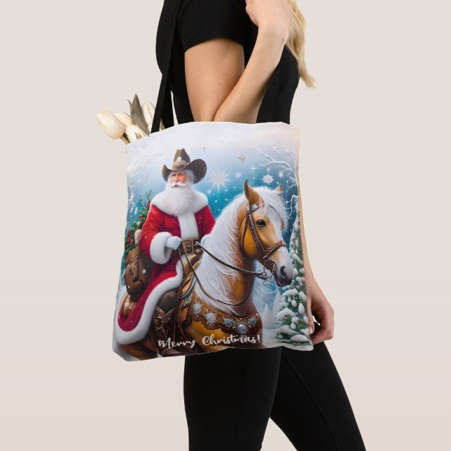 Tote Bag Fun Western Père Noël Noël (De près)