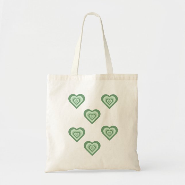 Tote Bag Funky Heart 2000s Y2K 90s Retro Green (Devant)