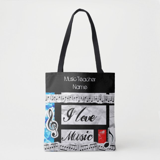 Tote Bag Funky Music Teacher Fourre-tout Personnalisé (Devant)