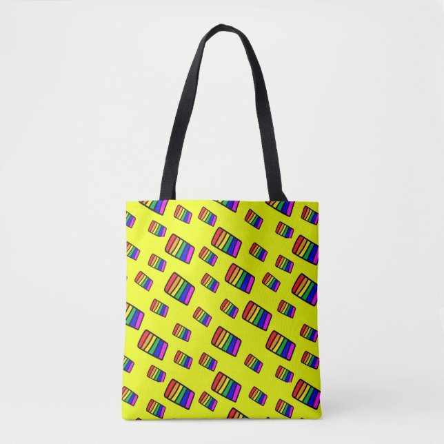 Tote Bag Funky Neon Rainbow Block Motif (Devant)