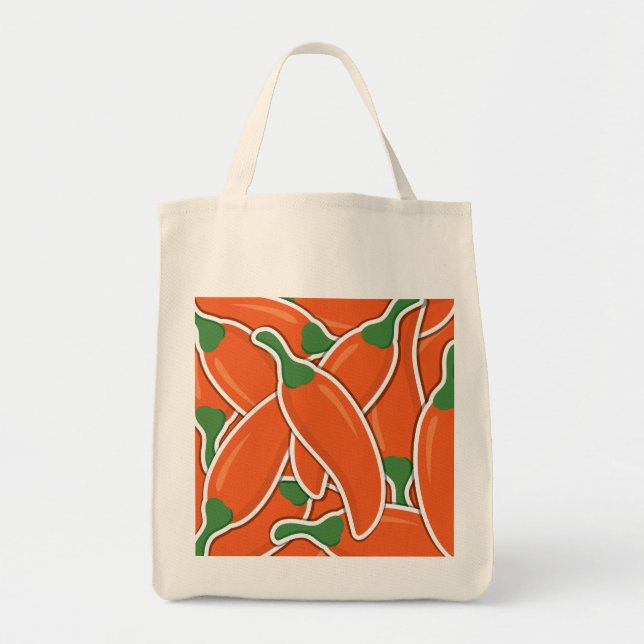 Tote Bag Funky orange chilli peppers (Devant)