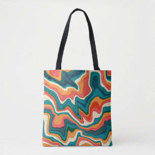 Tote Bag Funky Retro Coloré Artsy Marble Swirl Ebru