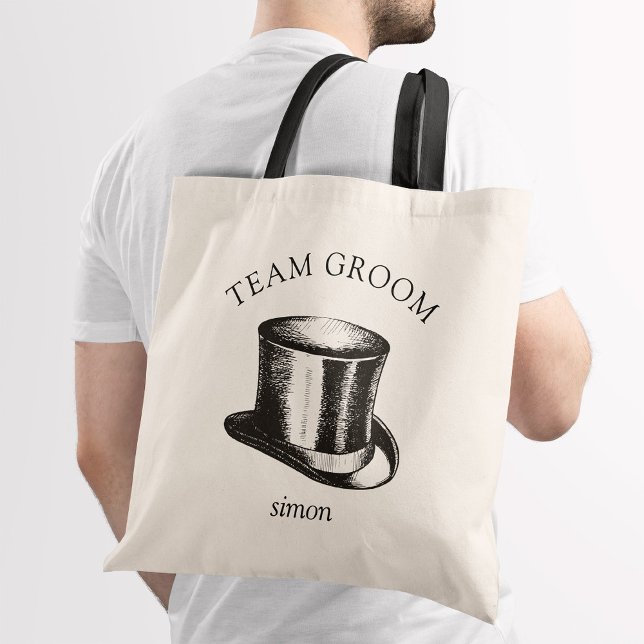 Tote Bag Funky Team Groom Top Hat Mariage (Créateur téléchargé)