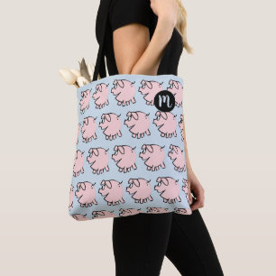 Tote Bag Funny 3 carotons Monogramme de cochon Choisir un S