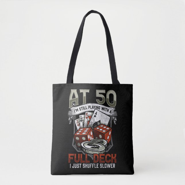 Tote Bag Funny 50th Birthday Poker Player Cards Jeux (Devant)