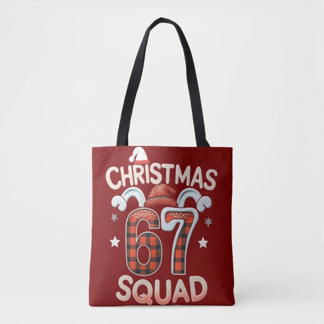 Tote Bag Funny 67 Six Seven Meme Brainrot  Christmas Squad (Devant)