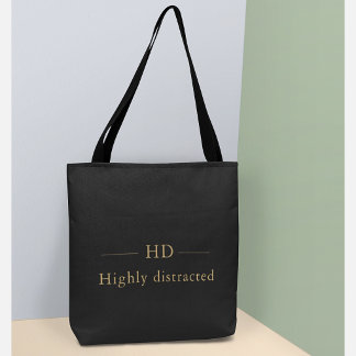 Tote Bag Funny ADHD Luxe Monogramme – Nom personnalisé élég
