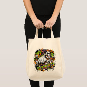 Tote Bag Funny American Shepherd Ghost Skateboard Halloween