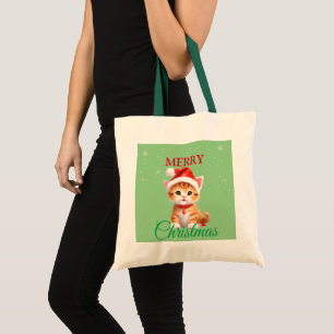Tote Bag Funny animaux Safari Chat Père Noël Costume de Noë