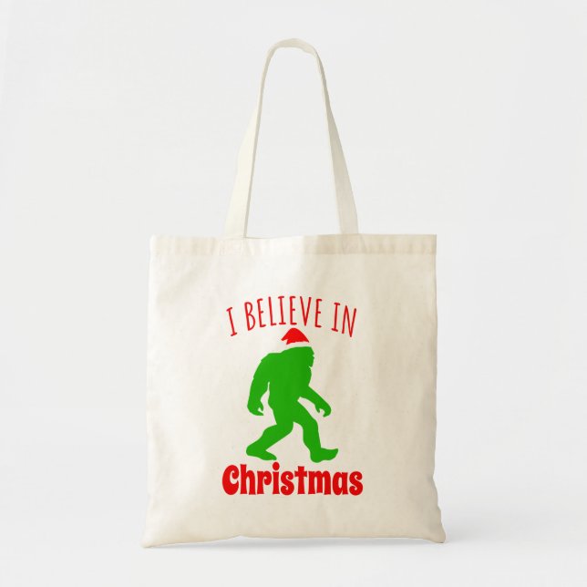 Tote Bag Funny Bigfoot Je Crois En Noël (Devant)