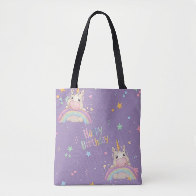 Tote Bag Funny Birthday Unicorn (Devant)