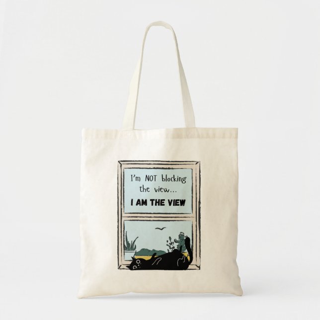 Tote Bag Funny Black Cat, je suis la vue (Devant)