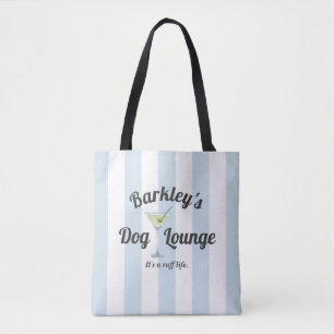 Tote Bag Funny Blue Stripes Personnalisé Dog Lounge